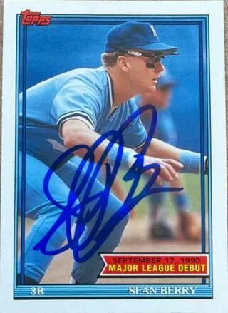 Sean Berry Signed 1991 Topps MLB Debut Baseball Card - Kansas City Royals