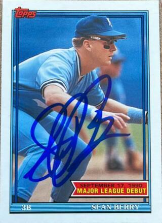 Sean Berry Signed 1991 Topps MLB Debut Baseball Card - Kansas City Royals - PastPros