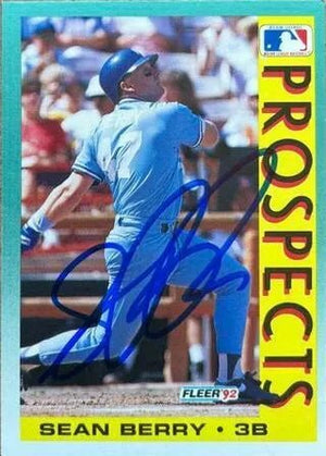 Sean Berry Signed 1992 Fleer Baseball Card - Kansas City Royals