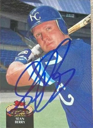 Sean Berry Signed 1992 Topps Stadium Club Baseball Card - Kansas City Royals