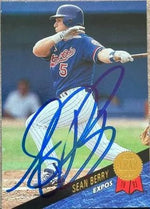 Sean Berry Signed 1993 Leaf Baseball Card - Montreal Expos