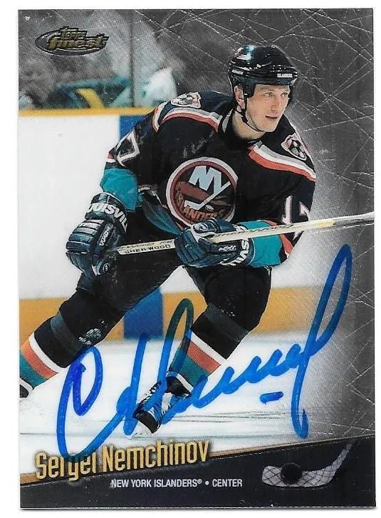 Sergei Nemchinov Signed 1998-99 Topps Finest Hockey Card - New York Islanders