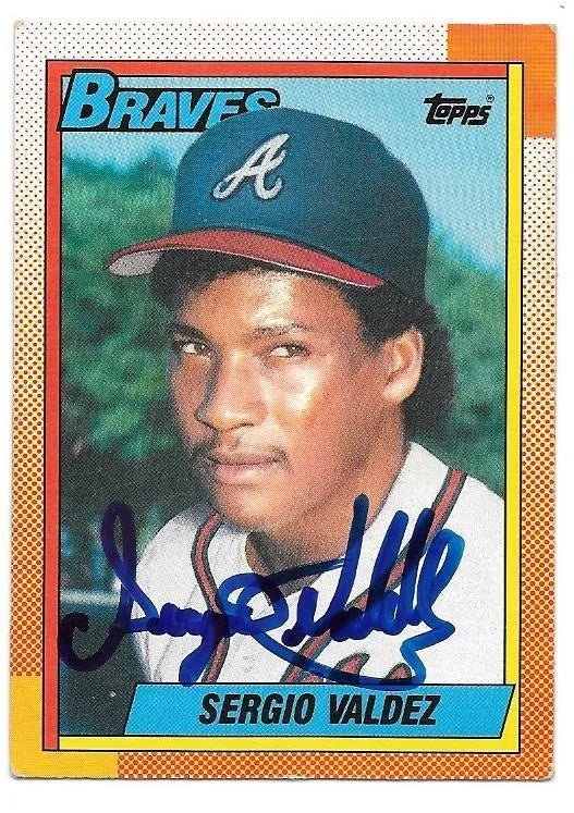 Sergio Valdez Signed 1990 Topps Baseball Card - Atlanta Braves