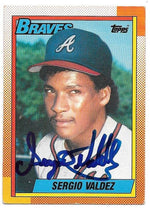 Sergio Valdez Signed 1990 Topps Baseball Card - Atlanta Braves - PastPros