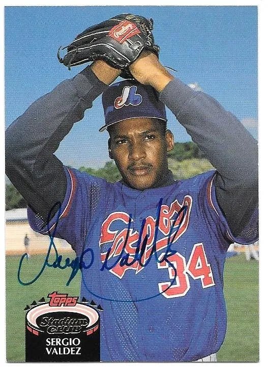 Sergio Valdez Signed 1992 Topps Stadium Club Baseball Card - Montreal Expos