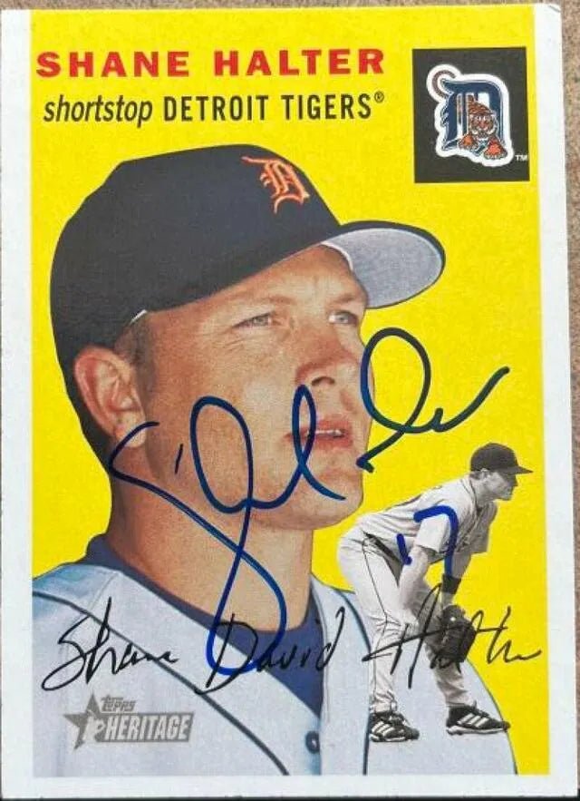 Shane Halter Signed 2003 Topps Heritage Baseball Card - Detroit Tigers