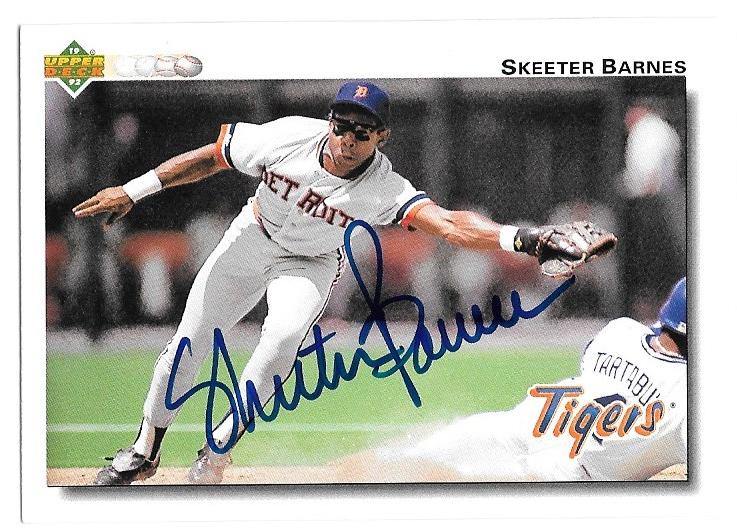 Skeeter Barnes Signed 1992 Upper Deck Baseball Card - Detroit Tigers - PastPros