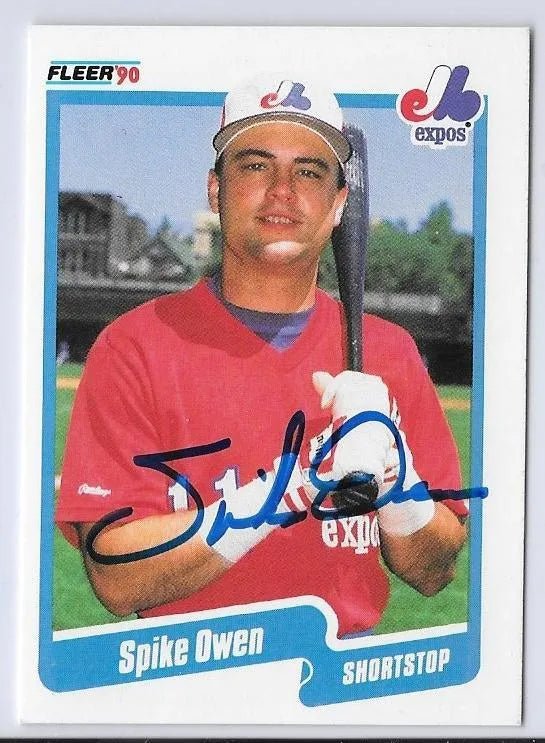 Spike Owen Signed 1990 Fleer Baseball Card - Montreal Expos