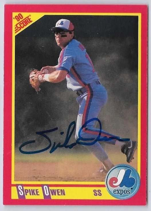 Spike Owen Signed 1990 Score Baseball Card - Montreal Expos