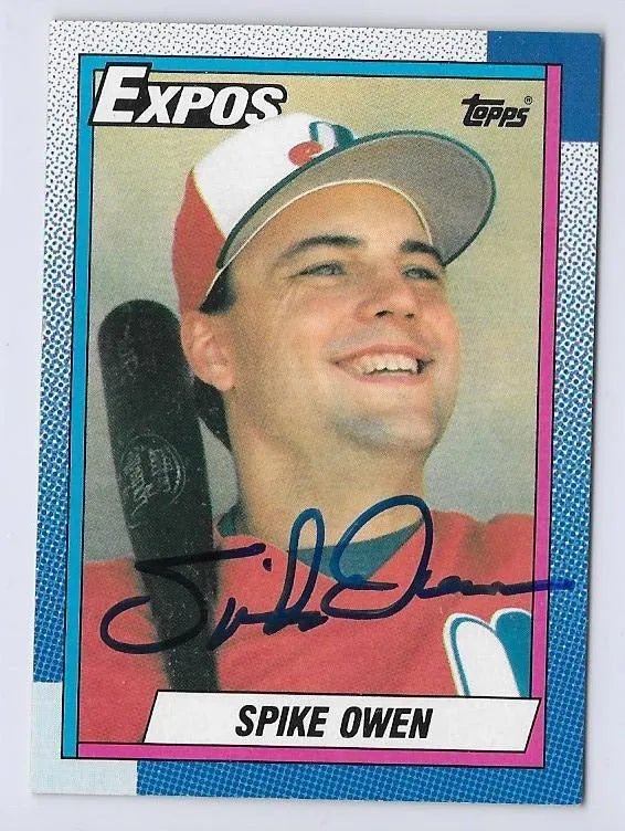 Spike Owen Signed 1990 Topps Baseball Card - Montreal Expos