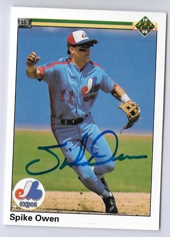 Spike Owen Signed 1990 Upper Deck Baseball Card - Montreal Expos