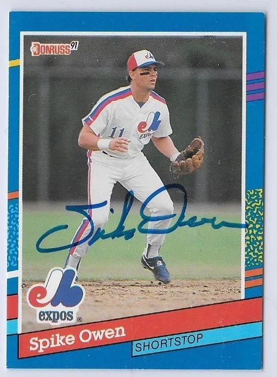 Spike Owen Signed 1991 Donruss Baseball Card - Montreal Expos