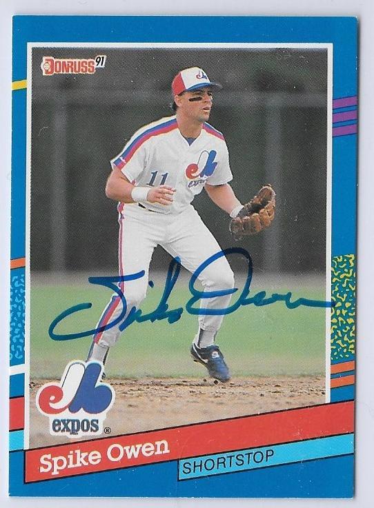 Spike Owen Signed 1991 Donruss Baseball Card - Montreal Expos - PastPros