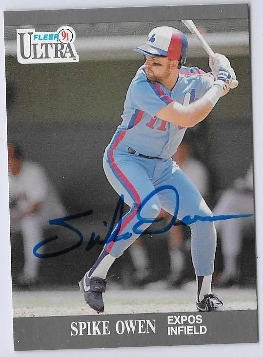 Spike Owen Signed 1991 Fleer Ultra Baseball Card - Montreal Expos