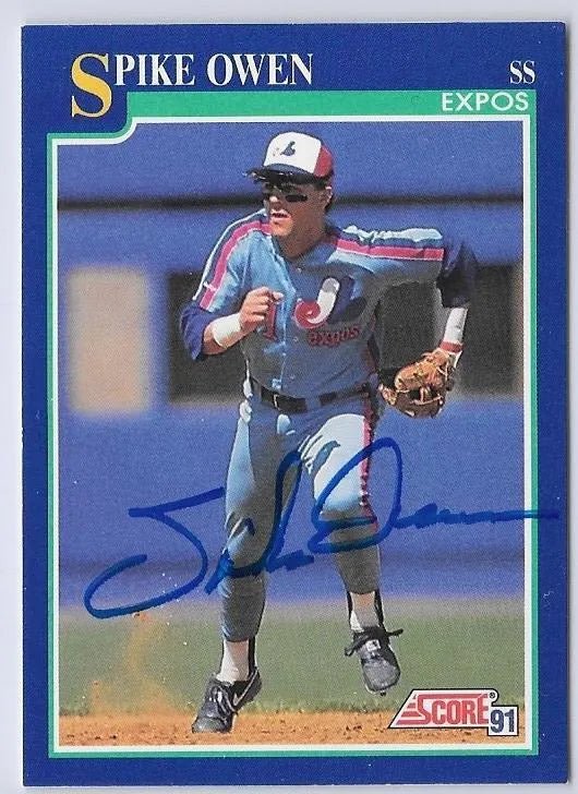 Spike Owen Signed 1991 Score Baseball Card - Montreal Expos