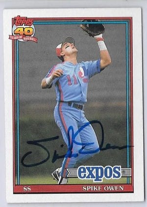 Spike Owen Signed 1991 Topps Baseball Card - Montreal Expos