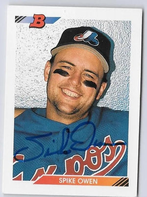 Spike Owen Signed 1992 Bowman Baseball Card - Montreal Expos