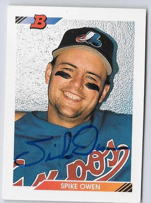Spike Owen Signed 1992 Bowman Baseball Card - Montreal Expos - PastPros