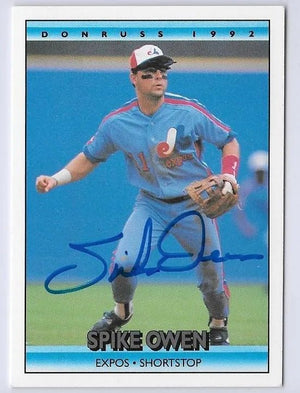 Spike Owen Signed 1992 Donruss Baseball Card - Montreal Expos