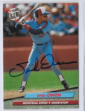 Spike Owen Signed 1992 Fleer Ultra Baseball Card - Montreal Expos - PastPros