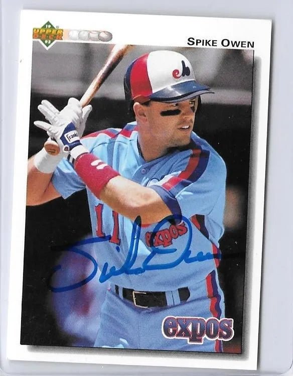 Spike Owen Signed 1992 Upper Deck Baseball Card - Montreal Expos