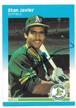 Stan Javier Signed 1987 Fleer Baseball Card - Oakland A's - PastPros