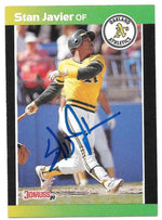 Stan Javier Signed 1989 Donruss Baseball Card - Oakland A's