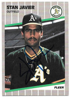 Stan Javier Signed 1989 Fleer Baseball Card - Oakland A's