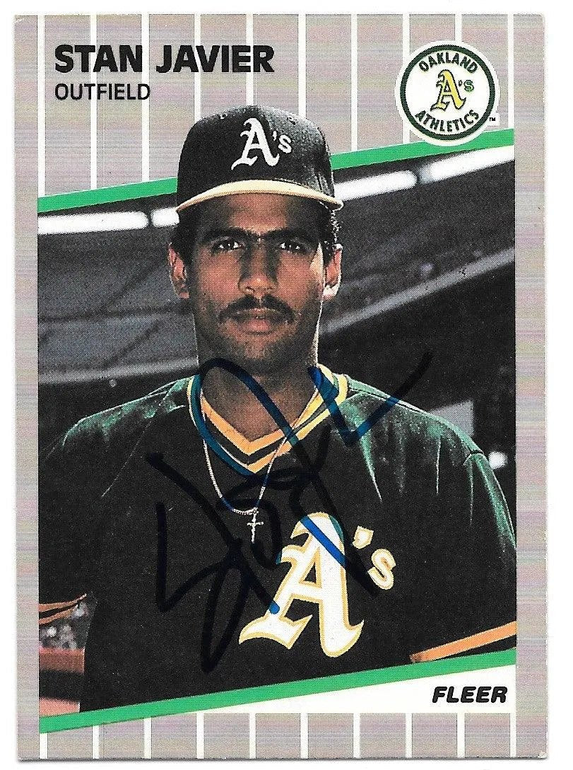 Stan Javier Signed 1989 Fleer Baseball Card - Oakland A's