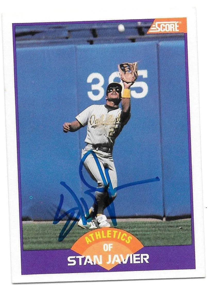 Stan Javier Signed 1989 Score Baseball Card - Oakland A's