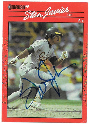 Stan Javier Signed 1990 Donruss Baseball Card - Oakland A's - PastPros