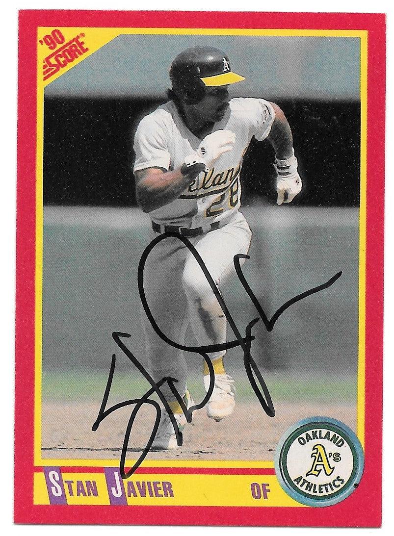 Stan Javier Signed 1990 Score Baseball Card - Oakland A's - PastPros