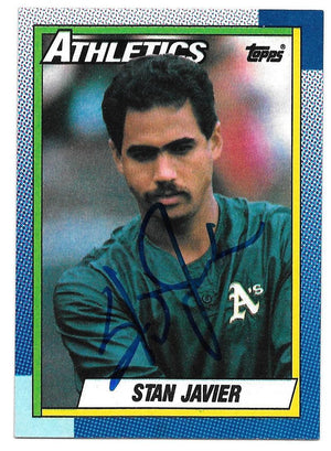 Stan Javier Signed 1990 Topps Baseball Card - Oakland A's - PastPros