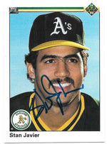 Stan Javier Signed 1990 Upper Deck Baseball Card - Oakland A's