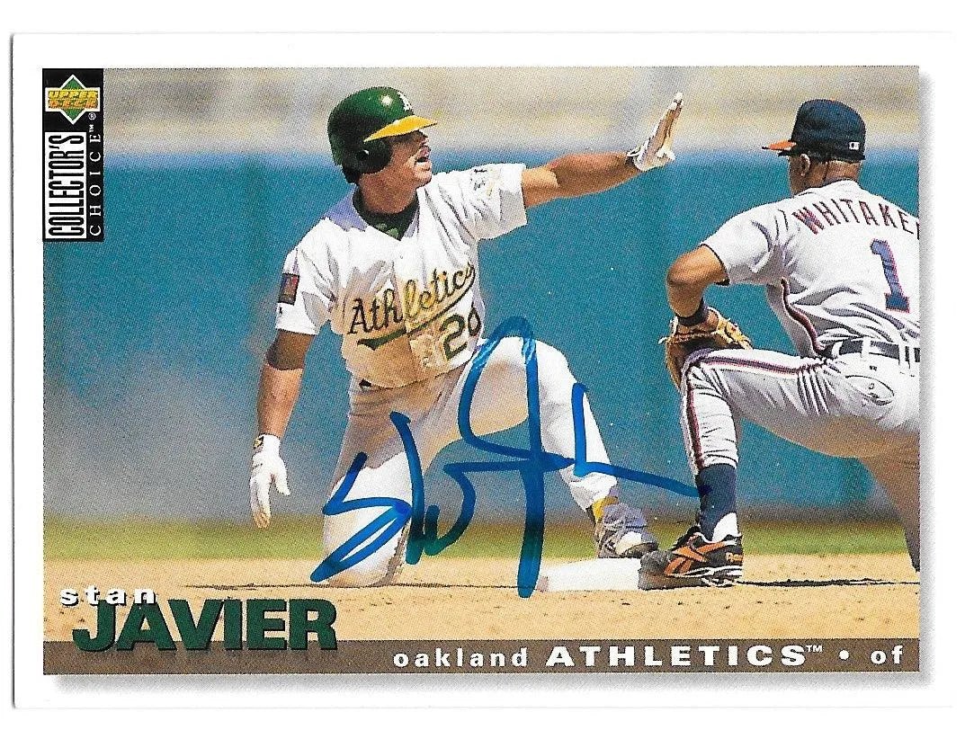 Stan Javier Signed 1995 Collector's Choice Baseball Card - Oakland A's