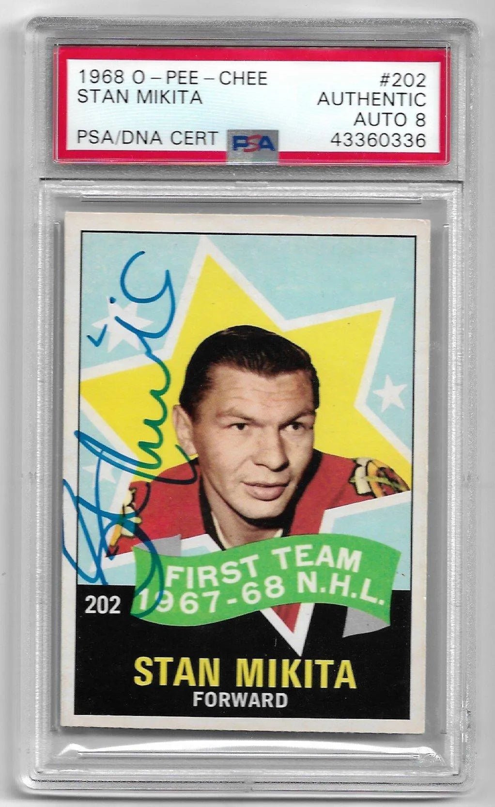 Stan Mikita Signed 1968-69 O-Pee-Chee Hockey Card - Chicago Black Hawks - PSA/DNA
