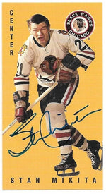 Stan Mikita Signed 1994 - 95 Parkhurst Tall Boys Hockey Card - Chicago Blackhawks - PastPros