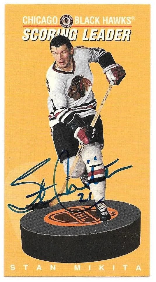 Stan Mikita Signed 1994-95 Parkhurst Tall Boys Hockey Card - Chicago Blackhawks - Scoring Leader