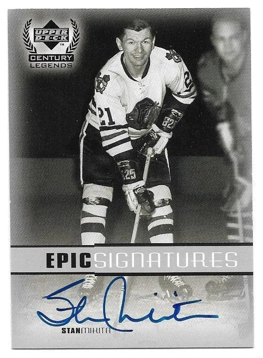 Stan Mikita Signed 1999-00 Upper Deck Century Legends Epic Signatures Hockey Card - Chicago Blackhawks