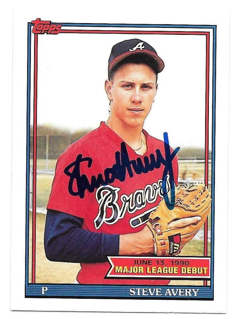 Steve Avery Signed 1991 Topps Debut Baseball Card - Atlanta Braves