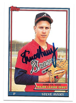 Steve Avery Signed 1991 Topps Debut Baseball Card - Atlanta Braves - PastPros