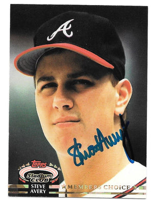 Steve Avery Signed 1992 Topps Stadium Member's Choice Baseball Card - Atlanta Braves - PastPros