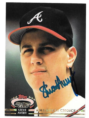 Steve Avery Signed 1992 Topps Stadium Member's Choice Baseball Card - Atlanta Braves