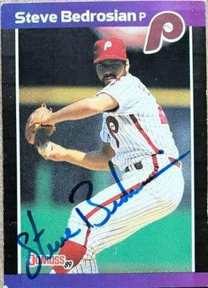 Steve Bedrosian Signed 1989 Donruss Baseball Card - Philadelphia Phillies