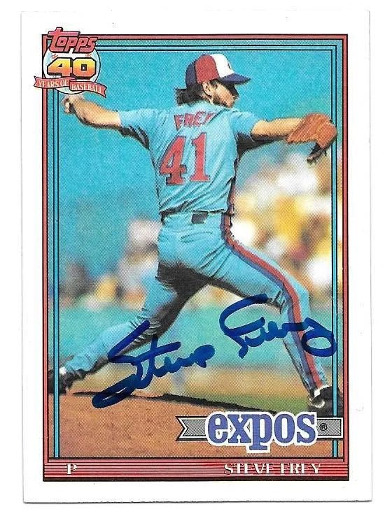 Steve Frey Signed 1991 Topps Baseball Card - Montreal Expos