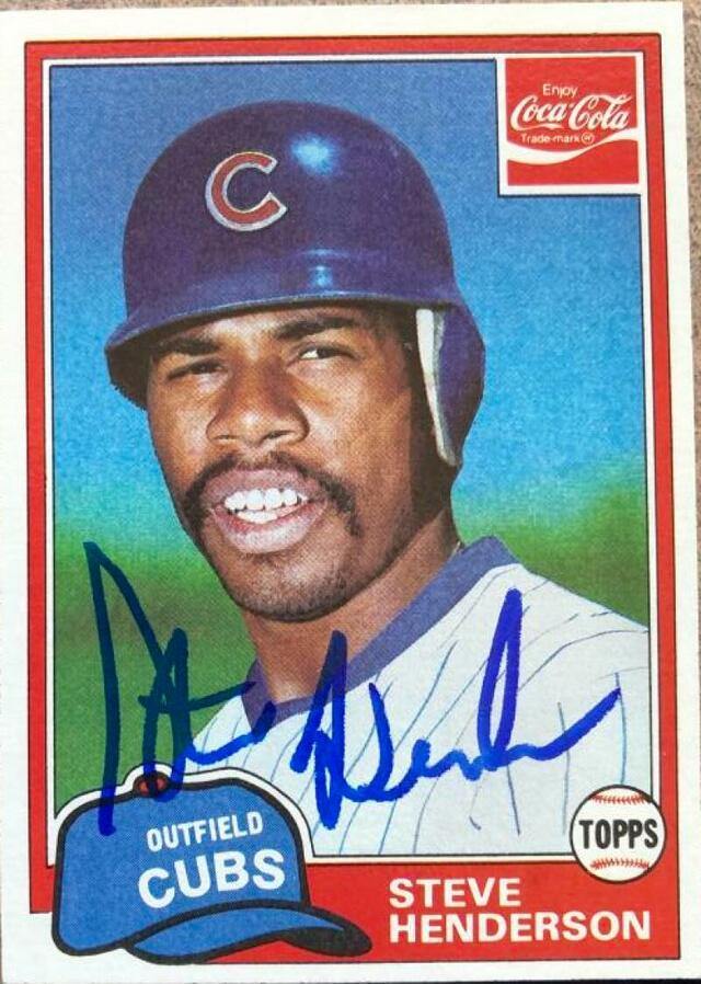 Steve Henderson Signed 1981 Topps Coca-Cola Baseball Card - Chicago Cubs - PastPros