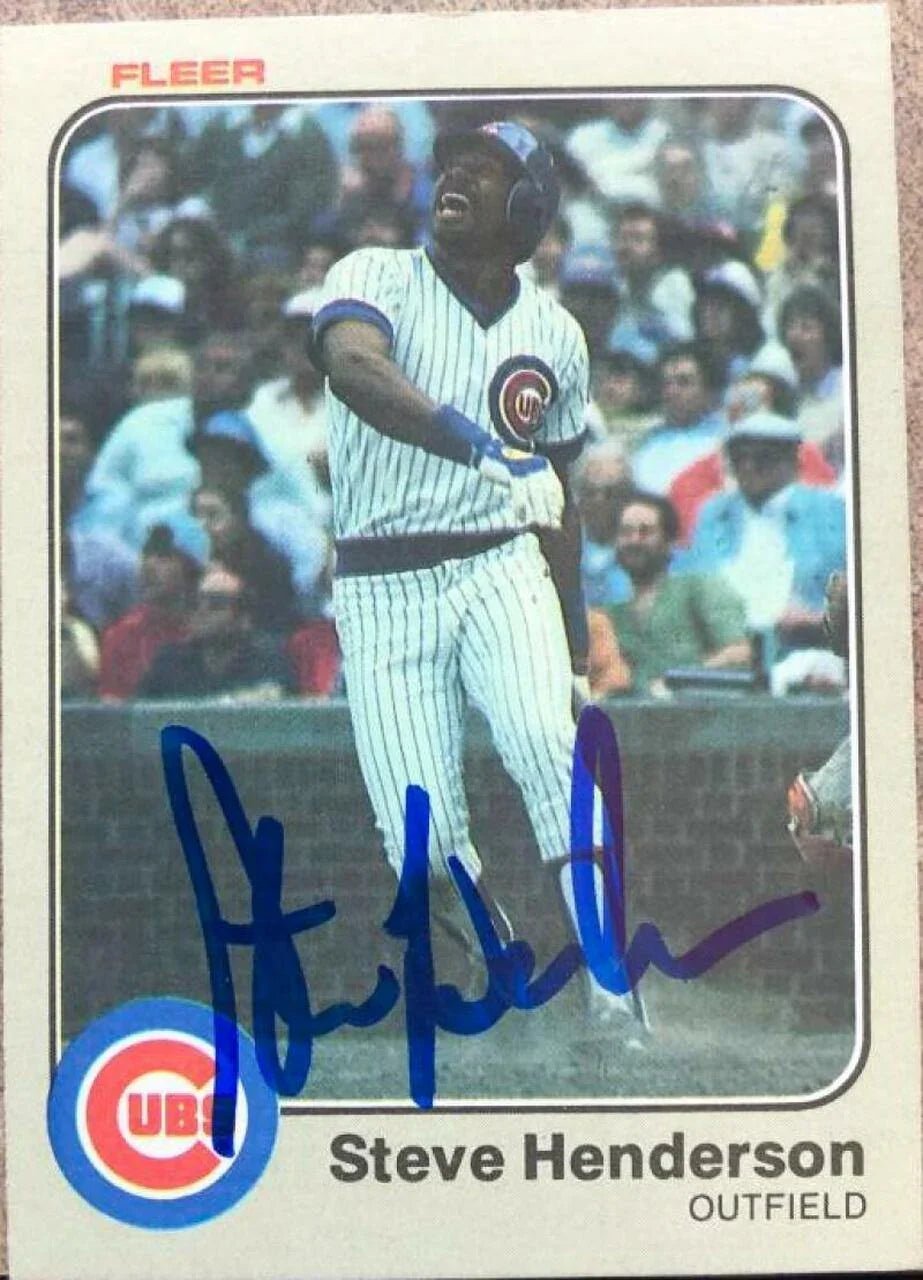 Steve Henderson Signed 1983 Fleer Baseball Card - Chicago Cubs