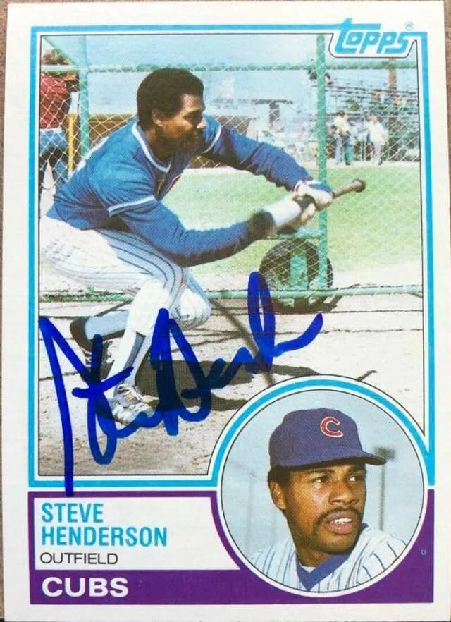 Steve Henderson Signed 1983 Topps Baseball Card - Chicago Cubs
