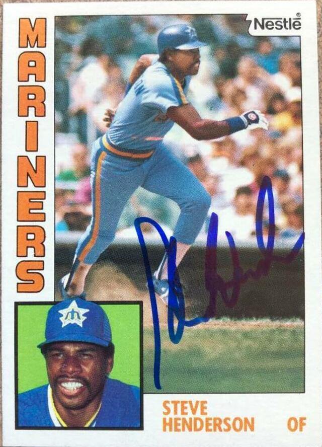 Steve Henderson Signed 1984 Nestle Baseball Card - Seattle Mariners - PastPros