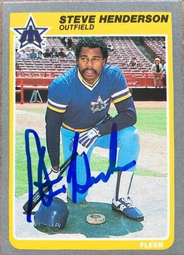 Steve Henderson Signed 1985 Fleer Baseball Card - Seattle Mariners